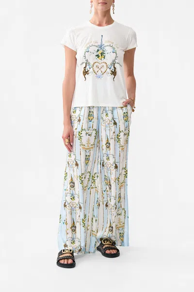 Camilla Slim Fit Round Neck T-shirt Venus On A Vespa In White