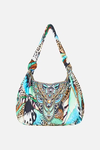Camilla Slouch Shoulder Bag With Knot Details Butterfly Bohemia In Blue-green