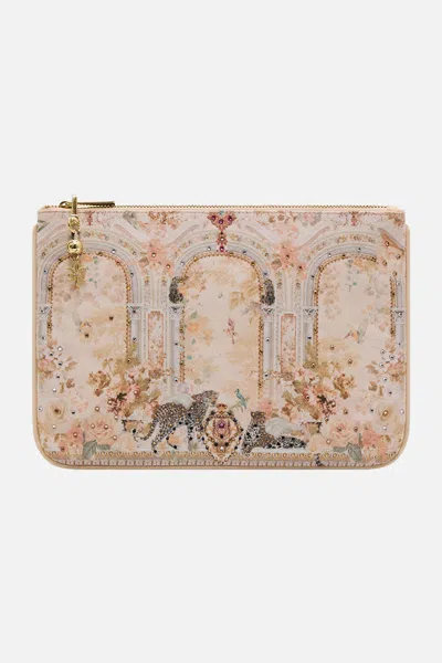 Camilla Small Canvas Clutch Adorned In Antiquity In Animal Print