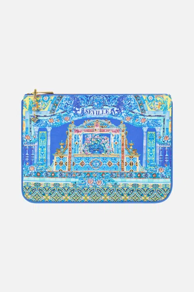 Camilla Small Canvas Clutch Beneath The Andalusian Sun In Blue