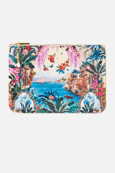 Camilla Small Canvas Clutch Bodrum Botanicals In Red
