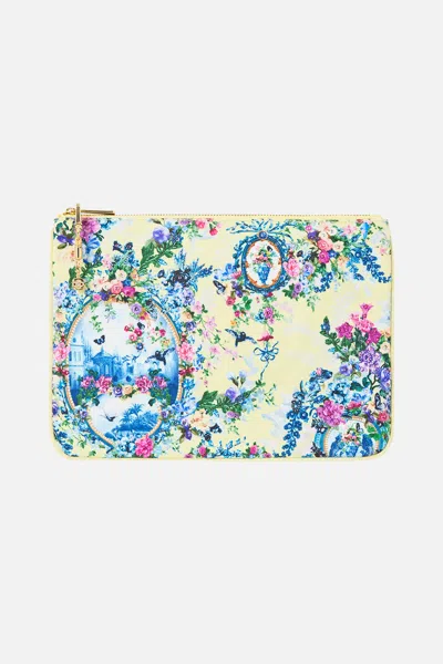 Camilla Small Canvas Clutch Chinoiserie Child In Brown