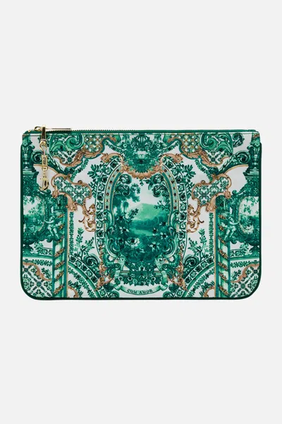 Camilla Small Canvas Clutch Corridor Of Calm In Green