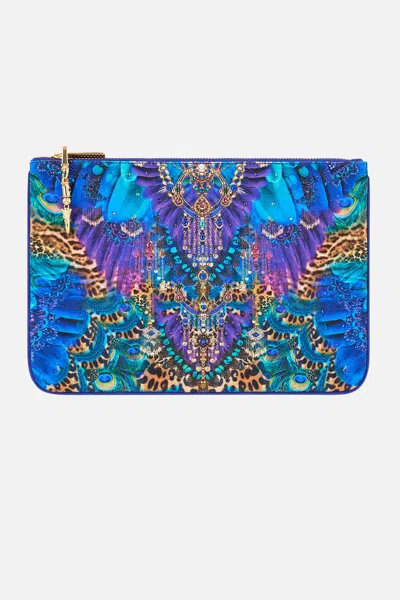 Camilla Small Canvas Clutch Cosmic Zoology In White