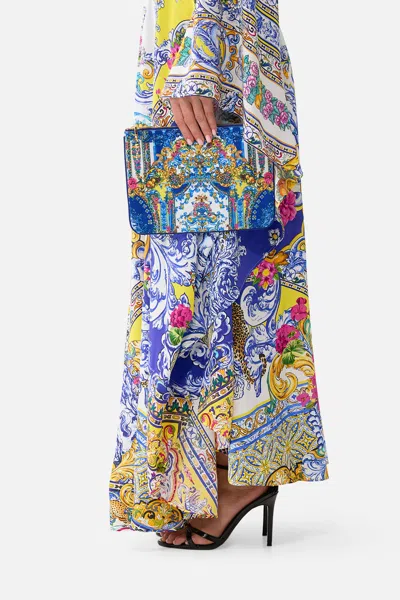 Camilla Small Canvas Clutch España Nirvana In White