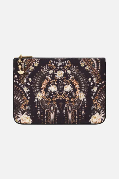 Camilla Small Canvas Clutch Flamenco Folklore In Black