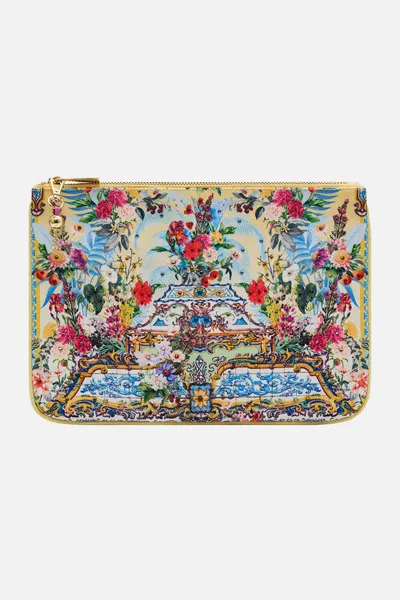 Camilla Small Canvas Clutch Flor Fantástica In Purple