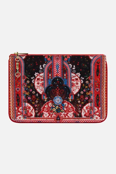 Camilla Small Canvas Clutch Folk Fabulous In White