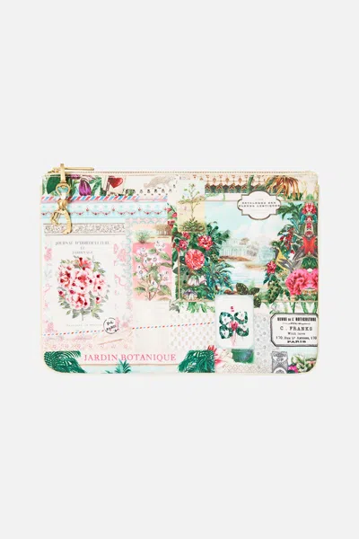 Camilla Small Canvas Clutch La Belle Botanique In White