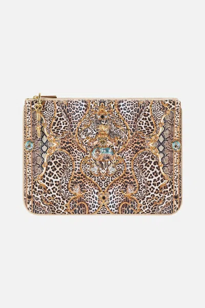 Camilla Small Canvas Clutch Leopard Libertine In Brown