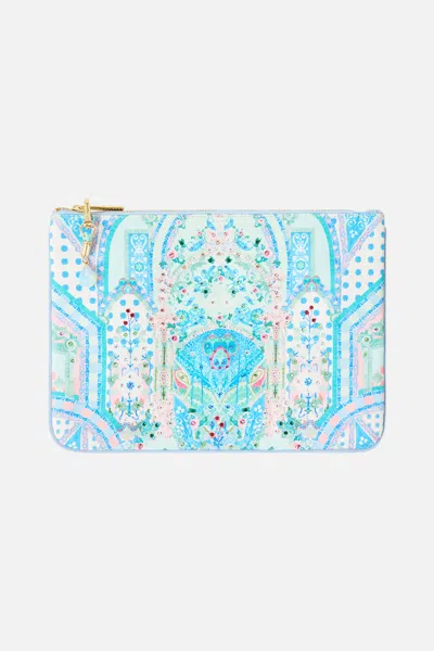 Camilla Small Canvas Clutch Midsummer Mosaics In Blue