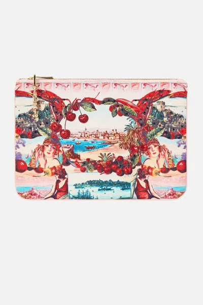 Camilla Small Canvas Clutch Notes From The Road In Black