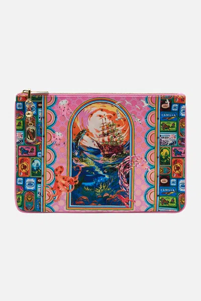 Camilla Small Canvas Clutch Salty Splendour In Pink