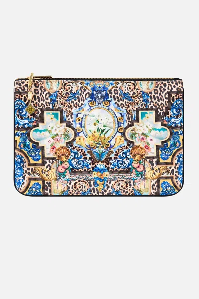 Camilla Small Canvas Clutch Sevillian Style In Brown