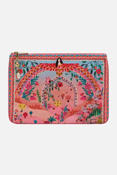 Camilla Small Canvas Clutch Sister Sunset In Pink