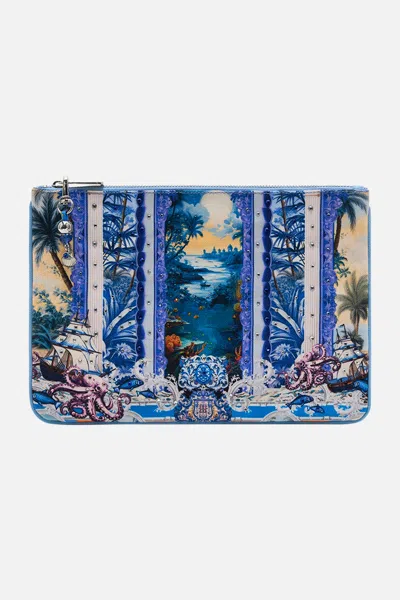 Camilla Small Canvas Clutch Song Of Saint Anthony In Blue