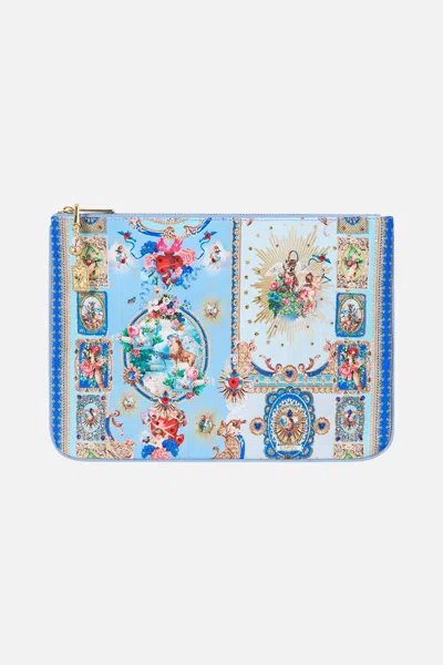Camilla Small Canvas Clutch Verses In Vintage In Blue