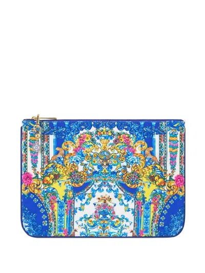 Camilla Small Floral-print Clutch Bag In Blue