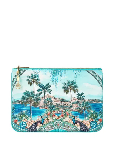 Camilla Small Printed Clutch Bag In Blue