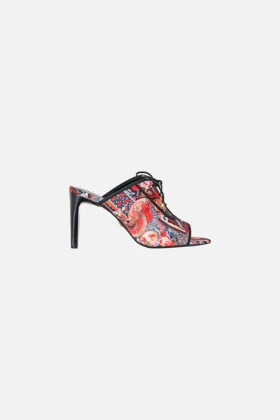 Camilla Sofia Lace Up Front Heel Mule Daughters Of Duende In Multi