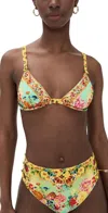Camilla Soft Underwire Bikini Bra With Button Detail Aromatic Tiger Flower In Multi