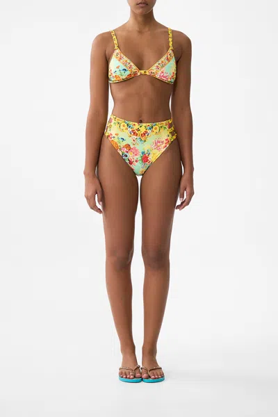Camilla Soft Underwire Bikini Top With Button Straps Aromatic Tiger Flower In Multi