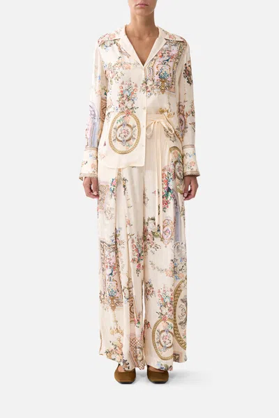 Camilla Soft Wide Leg Pant With Tie Detail Twilight In Istanbul In Brown