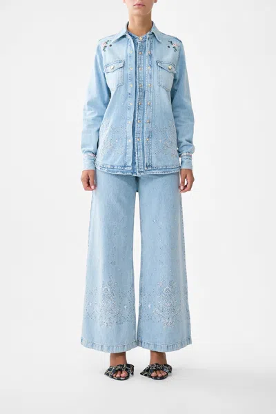 Camilla Sophy Kitsch Stitch Relaxed Shirt Denim In Blue