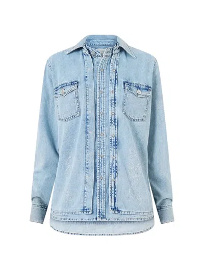 Camilla Sophy Relaxed Embellished Shirt In Blue