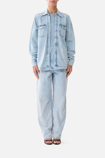 Camilla Sophy Relaxed Embellished Shirt In Blue