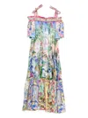 Camilla Long Off Shoulder Frill Dress With Straps Spirit Of Santa Maria In Multi