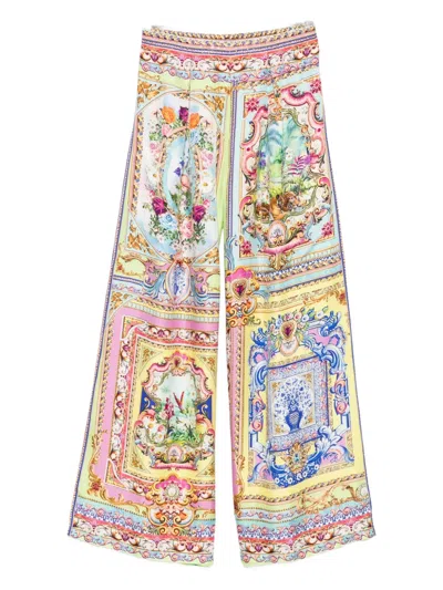 CAMILLA SPIRIT OF SANTA MARIA FLORAL-PANELLED SILK TROUSERS