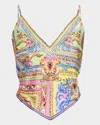 Camilla Crystal-embellished Printed Silk-twill Camisole