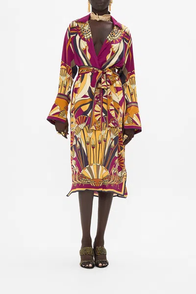 Camilla Split Cuff Soft Coat Desert Delirium In Yellow