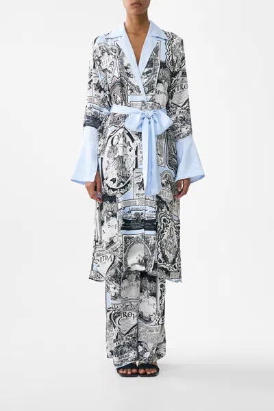 Camilla Split Cuff Soft Coat Perfumed In Porto In Gray