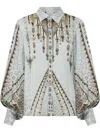 Camilla Split Sleeve Blouse Sahara Starlet In Grey
