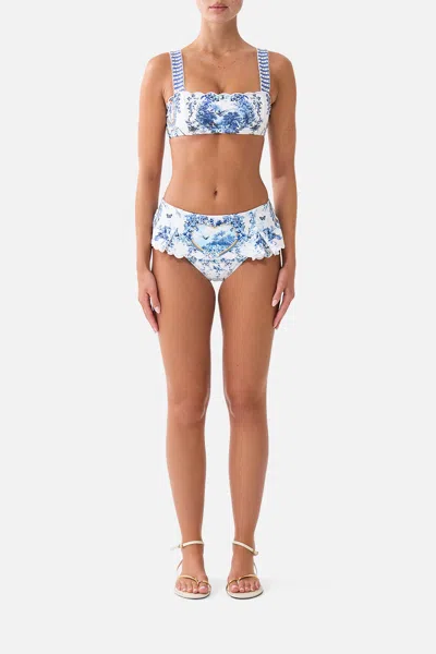 Camilla Square Neck Wide Strap Bikini Top The Porcelain Parlour In Blue
