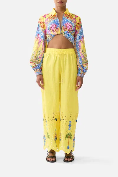 Camilla Straight Leg Embroidered Pant Sultanahmet Summer In White