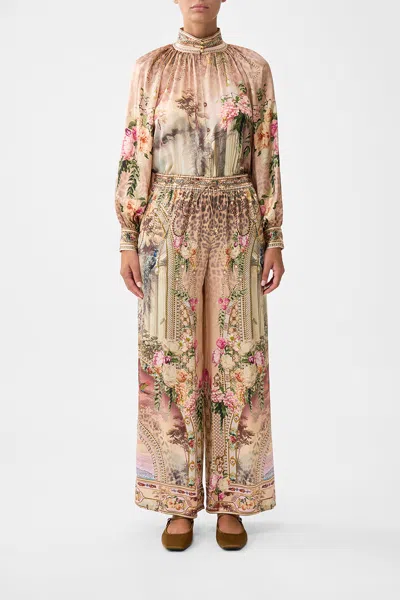 Camilla Straight Leg Pant Watercolour Wonderland In Brown