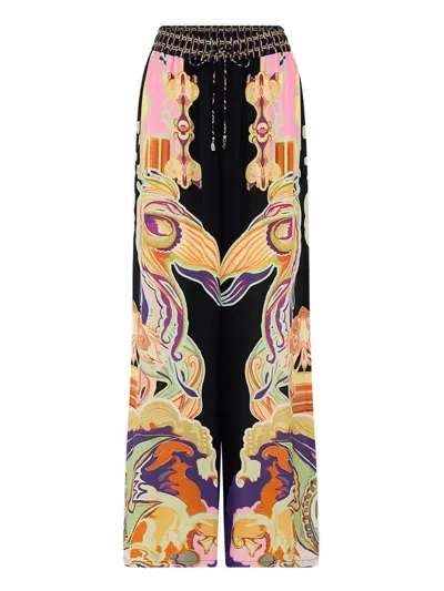 Camilla Straight Leg Print Trousers In Black