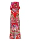 Camilla Strapless Frill Jumpsuit In Red