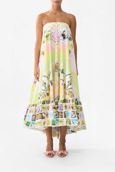Camilla Strapless Maxi With Ruffle Hem With Love From Lisbon In Yellow