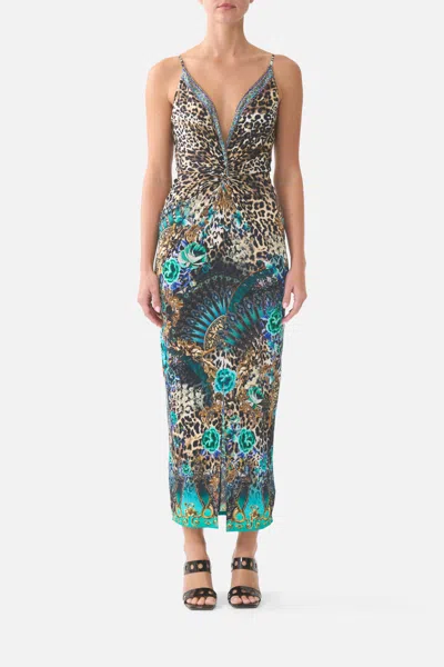 Camilla Strappy Dress With Twist Front Flamenco Euphoria In Multi