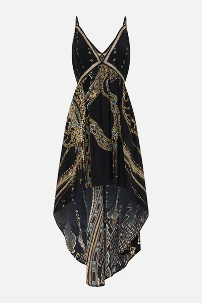 Camilla Strappy High Low Dress With Pockets Call Me Cleopatra In Black