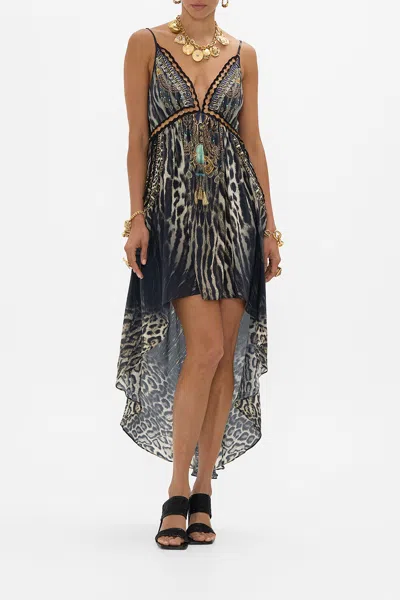 Camilla Strappy High Low Dress With Pockets Cat Worship In Multi