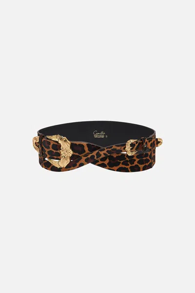 Camilla Studded Buckle Belt Role Call In Black/brown