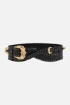 Camilla Studded Buckle Belt Solid Black In Black