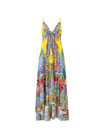 Camilla Sultanahmet Summer Tie Front Midi Dress In Multi