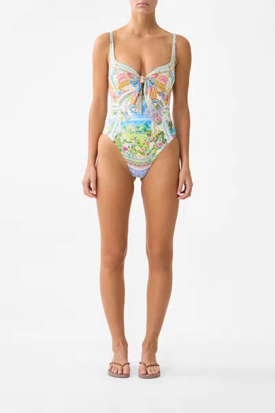 Camilla Sweetheart Neck One Piece With Tie Front Navàs Nouveau In Multi