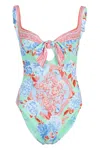 Camilla Sweetheart Neck One Piece With Tie Front Topkapi Pop In Multi